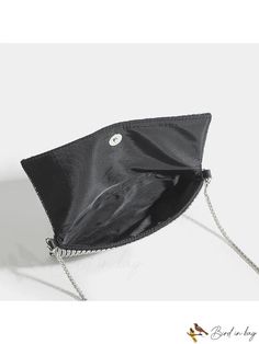 BirdinBag - Evening Party Clutch Bag with Rhinestone Decor and Metal Chain Rectangular Chain Shoulder Bag For Parties, Handheld Chain Strap Party Bag, Evening Handheld Chain Bag, Party Evening Shoulder Bag With Chain, Rhinestone Clutch Shoulder Bag For Party, Party Pouch Bag With Chain Strap, Event Chain Clutch Shoulder Bag, Chain Clutch Shoulder Bag For Events, Handheld Clutch With Chain Strap For Party