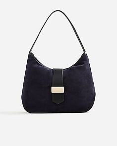 J.Crew: Berkeley Suede And Leather Shoulder Bag For Women Chic Suede Hobo Bag With Leather Handles, Chic Rectangular Suede Bucket Bag, Elegant Suede Bucket Bag Tote, Chic Suede Satchel For Shopping, Suede Shoulder Bag With Gold-tone Hardware, Formal Leather Bucket Bag With Leather Trim, Everyday Suede Top Handle Shoulder Bag, Chic Suede Satchel With Double Handle, Chic Suede Hobo Bag With Suede Lining