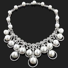 Item Code: 802089&#44 Designer Pearl Necklace, Mens Diamond Earrings, Necklace With Diamonds, Buy Pearls, Pearl Necklace Designs, Pearl And Diamond Necklace, Jewelry Rings Diamond, Old Jewelry, Women Diamond