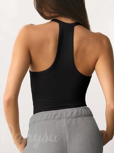 Our Cotton Rib Tank, made from 46% cotton, 46% rayon, and 8% spandex, offers softness and just the right amount of stretch for all-day comfort. The Danysu racerback design features removable pads and a double-layered breast area for extra support and coverage, eliminating the need for a bra. With its V-neckline and racerback silhouette, this fitted full-length tank exudes a street-style vibe. It pairs effortlessly with yoga pants, shorts, skirts, leggings, jeans, or sweatpants for a stylish ense High Stretch Racerback Top With Built-in Bra, Stretch T-back Tops For Workout, Sporty High Stretch T-back Tank Top, Racerback Top With Built-in Bra And Medium Support, Stretch Racerback Top With Light Support, High Stretch Racerback Tank Top With Light Support, High Stretch Racerback Activewear, High Stretch T-back Workout Top, Racerback Tank Top With Light Support