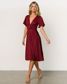 Restocked just in time for Valentines Day! 💌 You can't go wrong with the Janette whether you like a deep red or a classic lbd! 💋 Flowy V-neck Mini Dress For Formal Occasions, V-neck Dress With Fitted Waist For Brunch, Evening V-neck Maxi Dress With Smocked Back, Solid Color Surplice Neckline Dress For Brunch, Solid V-neck Midi Dress With Smocked Back, Fitted Burgundy V-neck Dress, Summer V-neck Dress With Flattering Cut, Elegant A-line Midi Dress With Smocked Back, Pleated V-neck Dress With Fitted Waist