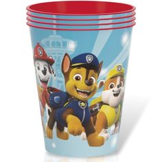 paw patrol cups are stacked on top of each other