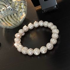 "One size fits most, 6.5\" around as they sit  The pearls are real pearls, cultured" Pearl White Round Beaded Bracelets, White Baroque Pearl Bracelets For Formal Occasions, Formal White Baroque Pearl Bracelets, Pearl Bracelets With Pearl Drop, 8mm Pearl Beads Bracelet, Pearl Bracelet With 8mm Beads, Round Pearl Bracelets With Pearl Drop, 8mm Round Pearl Bracelet, Pearl White Beaded Bracelet With Pearl Chain