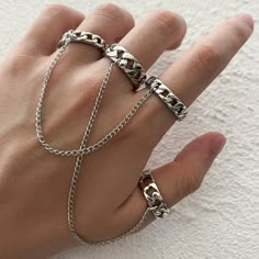 Stainless Steel Braided Chains Bohemian Adjustable Rings Plus - Etsy Emo Jewelry, Hip Hop Chains, Hip Hop Rings, Wedding Bride Jewelry, Edgy Jewelry, Holiday 2022, Rock Vintage, Gold And Silver Rings, Gold Ring Sets