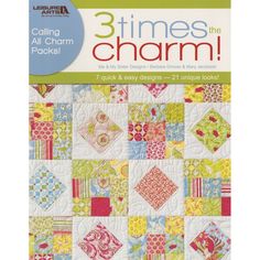 the book cover for 3 times the charm, featuring an image of colorful quilts