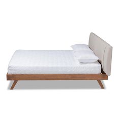 Baxton Studio Brita Mid-Century Modern Light Beige Fabric Upholstered Walnut Finished Wood Queen Size Bed FredCo theFredCo Wood King Size Bed, Walnut Bed, Mid Century Modern Fabric, Modern Platform Bed, Beige Bed, Mid Century Modern Lighting, Beds And Headboards, Baxton Studio, Fabric Bed