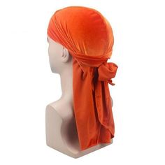 Velvet Durags - Orange / Size fits all Hypebeast Men, Velvet Durag, Du Rag, Doo Rag, Red Peach, Turban Hat, Long Tail, Green Rose, Head Wrap