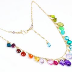 Rainbow Gemstone Necklace Rainbow Necklace Semi Precious Gemstone Necklace Multi Gemstone Drop Necklace Statement Colorful Necklace Gold 14K (21790 - 4) Multicolor Teardrop Jewelry With Gemstone Accents, Teardrop Multicolor Gemstones For Jewelry Making, Multicolor Teardrop Gemstones For Jewelry Making, Rainbow Multi-stone Jewelry For Party, Elegant Rainbow Jewelry With Gemstone Accents, Multicolor Briolette Gemstones For Gifts, Multicolor Briolette Gemstones As A Gift, Elegant Multicolor Crystal Necklaces For Gifts, Rainbow Multi-stone Party Jewelry