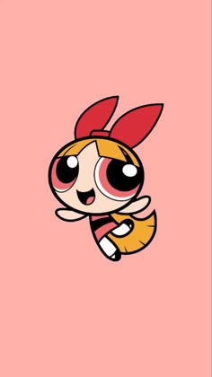 the powerpuff character is flying through the air