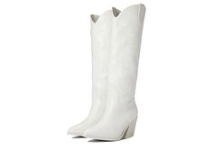 Madden Girl Arizona - Women's Shoes : White Paris : The Madden Girl Arizona boots look elegant and stylish with their minimalistic design. Polyurethane upper. Textile and synthetic lining and insole. Pull-on style. Snip toe. Sculpted block heel. Stitched detail on the shaft. Man-made outsole. Imported. Measurements: Heel Height: 3 in Weight: 1 lb 2 oz Circumference: 14 in Shaft: 17 1 2 in Product measurements were taken using size 8.5, width M. Please note that measurements may vary by size. Wei White Cowgirl Boots Cheap, Steve Madden White Western Boots, White Cowboy Boots Free People, Western White Boots Medium Width, White Weatern Boots, Nashville Outfits, Madden Girl, Shoes White, Minimalistic Design