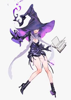 a woman dressed as a witch holding a book