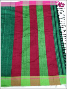 Patteda Anchu sarees are handwoven Handloom sarees from in and around the Villages of Gajendragarh,Karnataka. The saree is name after it’s border and checks pattern is also know as Dundina seraa, devaru seraa,laxmi seraa or pooja seraa. This Patteda Anchu saree is certified with a Handloom Mark and is perfect for the summer weather. It is lightweight for comfort and features a Green body with a Ganga Jamuna border in pink and Green . The modern yet elegant design makes any outing special and inc Traditional Multicolor Cotton Pre-draped Saree, Green Saree With Weaving Work For Festivals, Green Handloom Cotton Silk Saree, Green Cotton Dupatta With Zari Weaving, Green Cotton Silk Handloom Saree, Multicolor Border Dupatta For Puja, Green Cotton Saree With Zari Weaving, Green Chanderi Dupatta With Weaving Work, Unstitched Green Traditional Wear With Border