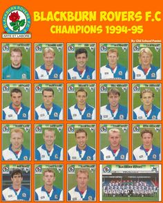 the back cover of blackburn rovers'1994 - 95 team