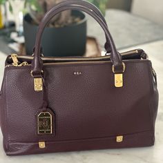 Ralph Lauren Pebble Leather Burgundy Handbag In Excellent Condition.Can Be Worn On Arm Or On Shoulder With Shoulder Strap. Comes With Dust Bag And Tag Not Attached. No Scratches Worn Once. Burgundy Handbag, Ralph Lauren Purses, Ralph Lauren Handbags, Burgundy Bag, Pretty Accessories, Oxblood Leather, Ralph Lauren Bags, Lauren Brown, Happy Wife