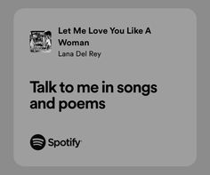 an ad for spotify with the words talk to me in songs and poem on it