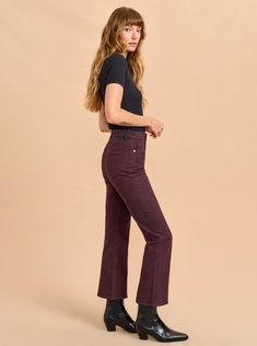 High Rise Flare Jeans For Fall, Fall Mid-rise Flare Jeans With Frayed Hem, Chic Flares With Frayed Hem For Fall, Fitted Flares With Frayed Hem For Fall, High Waist Frayed Hem Flares For Fall, Flare Cropped Jeans For Work, High Waist Flares With Frayed Hem For Fall, Fall High Rise Flares With Frayed Hem, High Rise Flares With Frayed Hem For Fall