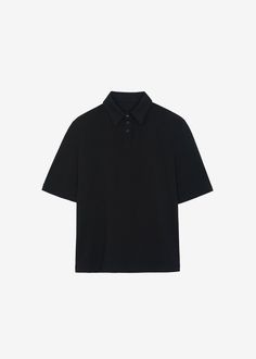 Rane Padded Shoulder Polo - Black top Paper Moon Classic Black Polo Shirt With Ribbed Collar, Black Polo Shirt With Ribbed Collar, Classic Black Polo Shirt With Collared Neckline, Solid Polo Top With Seamless Collar, Solid Polo Collar Top With Seamless Collar, Solid Top With Seamless Polo Collar, Fitted Black Polo Sweater With Ribbed Collar, Black Fitted Polo Sweater With Ribbed Collar, Black Polo Collar Sweater For Work