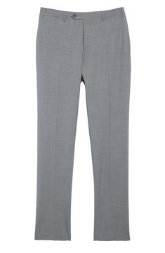 Stretchy wool with a rich texture elevates charming Italian trousers in a classic flat-front cut. Style Name:Canali Flat Front Classic Fit Solid Stretch Wool Dress Pants. Style Number: 5614193. Classic Gray Slim Fit Bottoms, Classic Tailored Gray Dress Pants, Classic Fitted Gray Bottoms, Classic Tailored Gray Pants, Tailored Gray Bottoms For Tailoring, Classic Fitted Gray Pants, Classic Gray Pants, Classic Gray Semi-formal Pants, Tailored Gray Dress Pants For Semi-formal Occasions