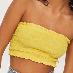 New With Tags! Trendy Strapless Tube Top For Spring, Spring Bandeau Crop Top, Trendy Bandeau Tube Top For Spring, Spring Bandeau Tube Top For Day Out, Spring Strapless Stretch Tube Top, Stretch Strapless Tube Top For Spring, Spring Bandeau Stretch Crop Top, Spring Stretch Bandeau Crop Top, Stretch Bandeau Crop Top For Spring