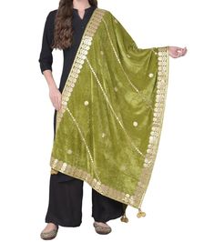 PRODUCT DETAILS  Light Green & gold-toned Striped embroidered dupatta gotta patti, embellished border Size & Fit Length = 2.25 m, Width = 0.76 m Material & Care Velvet Hand Wash Specifications- Fabric -Velvet Pattern- Printed Print or Pattern Type - Embroidered Ornamentation -Gotta Patti Occasion - Party & Wedding Wear Border - Embellished Buyer Note - Before Buy Anything From Our Store Check Our Store Policy SHIPPING - After Receive Payment we will ship your parcel within 2 to 3 Days.  Courier Service - We use Different Types of shipping Courier Services like - Shiprocket (it will take 12 to 14 Days), Aramex Economy (it will take 10 to 14 days), Aramex Express (it will take 4 to 7 days), DHL express (it will take 3 to 5 days), India post (it will take 3 to 4 weeks). Express Shipping Charg Festive Pista Green Traditional Wear With Gota Work, Pista Green Traditional Wear With Gota Work For Festive, Pista Green Anarkali Dupatta For Festive Occasions, Semi-stitched Gold Sharara With Pallu, Gold Semi-stitched Sharara With Pallu, Festive Gold Sharara With Pallu, Gold Kundan Anarkali Set With Dupatta, Festive Banarasi Silk Churidar With Dori Work, Festive Gold Sharara With Pallu Detail