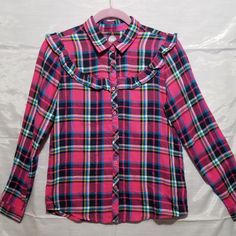 Girl's Wonder Nation Long Sleeve Button Down Shirt Size Xl 14-16 Nwot Pink Spring Shirt For School, Pink Shirt For School In Spring, Pink Long Sleeve Shirt For School, Cute Pink Shirt For Fall, Preppy Pink Tops For Fall, Casual Pink Shirt For School, Trendy Pink Buttoned Tops, Trendy Pink Tops With Buttons, Long Sleeve Pink Tops For School