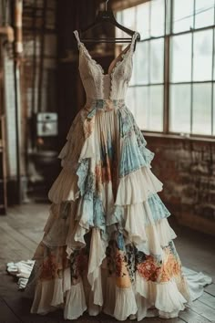 Unique Bridesmaid Dresses Boho, Vintage Boho Dress, Wedding Dresses Ideas, Fantasy Dresses, Fantasy Gowns, Fairytale Dress, Fantasy Dress, Dresses Ideas, Old Fashion