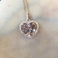 Description: BEAUTIFUL 14K ROSE GOLD LADIES DIAMOND AND MORGANITE PENDANT. THIS ITEM IS NEW. COMES WITH 18'' 14K ROSE GOLD CHAIN AND GIFT BOX. IF YOU HAVE ANY OTHER QUESTIONS PLEASE CONTACT US. ALL THE INFO ON THIS ITEM DOWN BELOW. THANK YOU VERY MUCH. KATE .Metal: SOLID 14K ROSE GOLDStamped: STAMPED 14KTotal Gram Weight: 3.9GRSetting: PRONGWidth: 15.2MM (0.6 IN)Length: 16.4MM (0.6 IN) Diamonds: ROUND BRILLIANT CUTColor: FClarity: VS2Total Diamond Weight: 0.32CTCenter Stone: MORGANITEColor: LIGH Luxury Heart-shaped Rose Gold Necklace, Luxury Rose Gold Heart Necklace, Luxury Rose Gold Double Heart Jewelry, Rose Gold Diamond Cut Heart Pendant Necklace, Rose Gold Heart Pendant Necklace With Diamond Cut, Rose Gold Double Heart Jewelry For Formal Occasions, Formal Double Heart Rose Gold Jewelry, Luxury Pink Heart Pendant Jewelry, Rose Gold Diamond Heart Pendant Necklace