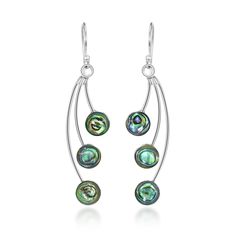 PRICES MAY VARY. Material: Sterling Silver | Trademark: Stamped 925 Stone: Abalone Shell | Color: Green-Tones | Finish: Shiny, Polished | Style: Fashion, Circle Design Measurements: 12 mm (0.47 in) wide x 50 mm (1.97 in) long (including hook) Earring Type: Pierced Dangle Earings | Closure: Fish Hooks | Weight: 2.5 grams Item comes with original AERAVIDA jewelry packaging card. Perfect for gift giving to someone special or keep for yourself! Artisan Goong designed these distinctive dangle fish ho Sterling Silver Pearl Dangle Earrings, Sterling Silver Drop Pearl Earrings With Lever Back, Green French Hook Earrings, Elegant Silver Abalone Shell Jewelry, Silver Drop Earrings With Abalone Shell, Elegant Abalone Shell Pierced Earrings, Silver Abalone Shell Earrings, Packaging Card, Elegant Nickel-free Abalone Shell Jewelry