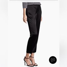 New!!! St John Caviar Collection Liquid Satin Emma Pants Size 2 In Black These Are The Pants Of Dreams! From Sacks 5th Ave Retail $650 Almost Sold Out Only 1 Left! You Wont Find A Deal Like This Again!!!!! Hurry!! Have Any Questions? Please Feel Free To Ask! I Typically Answer Within 2-3 Hrs Max. I Want You To Be Comfortable And Confident With Your Purchase! Bundling Is The Way To Go!! Purchasing 2+ Items At Once Saves On Shipping But Also Gets You Discount Pricing. The More Items The Bigger The Sleek Silk Trousers, Sleek Silk Straight Pants, Silk Tapered Leg Bottoms For Evening, Sleek Silk Bottoms For Work, Sleek Silk Straight Leg Pants, Sleek Silk Formal Pants, Elegant Silk Pants With Tapered Leg, Chic Silk Trousers Dress Pants, Silk Straight Pants For Evening