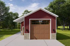 a two car garage with an attached carport