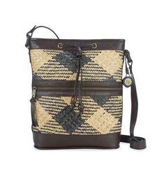 The Sak Cassia Bucket Bag - |Brown Rattan| Prada Bucket Bag, Craft Tote, Upcycled Fabric, Batik Print, Rattan Bag, Vegan Bags, Batik Prints, The Sak, Leather Bucket