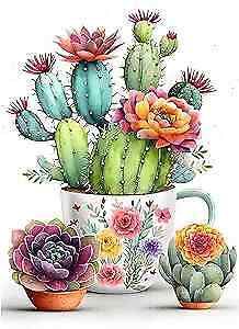 two mugs with cactus designs on them