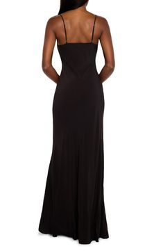 A gracefully draped cowl neck highlights the elegant allure of a bias-cut dress fashioned in a figure-skimming silhouette. Cowl neck Adjustable straps 100% viscose Machine wash, line dry Imported Black Owned/Founded Fitted Bias Cut Pre-draped Evening Dress, Sleek Maxi Dress With Spaghetti Straps For Formal Occasions, Sleek Spaghetti Strap Maxi Dress For Formal Occasions, Fitted Pre-draped Evening Dress With Cowl Back, Sleek Fitted Slip Dress For Dinner, Straight Neckline Slip Dress With Fitted Bodice For Evening, Formal Fitted Slip Dress With Straight Neckline, Elegant Slip Dress With Bias Cut And Cowl Neck, Satin Maxi Dress With Cowl Neck For Formal Events