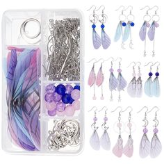 PRICES MAY VARY. ❤[MOON STAR CHARMS WING DESIGN]: This earring set features star pendants, moon pendants, and butterfly wing accessories in dreamy colors, and with glass beads of the same color, the beautiful color matching will make you feel alive and energized. ❤[INSTRUCTION FOR BEGINNERS]: Dragonfly wing earrings starter kit for beginners women adults. Easy to create, fun to wear. Paper Instruction is included in the package to help you finish this earring making kit. ❤[DIY 10 PAIRS BUTTERFLY Wings Decoration, Fabric Wings, Butterfly Dragonfly, Dragonfly Wings, Butterfly Wing Earrings, Earring Kit, Fabric Butterfly, Jewelry Making Kits, Box Diy