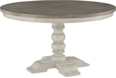 a round table with two pedestals on the top and one leg in grey wood