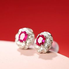 •Condition: Brand new•Center Stone: Natural Red Ruby, Pear Cut, approx 0.78ct total,  4.6x 3.8 x 2.4 mm•Side stones: Natural White Diamond (VS1 clarity and F color)•Metal Purity: Optional•Sell as pair Each piece is made-to-order with care and special attention to detail. all items are made with conflict-free diamonds and gems.The item will be gift wrapped and shipped.-------------------------------------------------------------------Available in :14k Rose or Yellow Gold, White Gold18k Rose or Ye Elegant Red Oval Diamond Earrings, Classic Red Halo Design Earrings, Elegant Prong Setting Earrings For Valentine's Day, Ruby Halo Setting Earrings In Fine Jewelry, Ruby Halo Setting Earrings Fine Jewelry, Ruby Halo Earrings In Fine Jewelry Style, Red Diamond Earrings With Prong Setting, Ruby Earrings With Halo Setting In Fine Jewelry, Oval Red Diamond Earrings For Anniversary