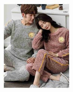 Coral fleece long-sleeved plus velvet thick flannel couple pajamas warm home suit on sale Dresses For Couples, Couple Pjs, Winter Night Suit, Pyjama Couple, Couple Dresses, Mens Silk Pajamas, Xmas Costumes, Girls Frocks, Stylish Baby Girls