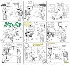 a comic strip with people talking to each other