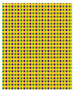 a yellow and purple pattern with dots on the bottom, in different colors that appear to be red or green