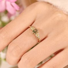 Indulge in the free-spirited charm of our Wildflower Moss Agate Ring. This beauty showcases a rose-cut oval moss agate gemstone nestled in an exquisite leafy band. An alluring piece that embodies the carefree beauty of nature's most captivating blooms. So, dance in the sun, chase your dreams, and let this ring be your guiding light along the way. ✦ Available in both 14K yellow gold vermeil (14K yellow gold plated over a sterling silver base) and 10K solid yellow gold. Nature-inspired Jewelry With Rose Cut Diamonds As A Gift, Nature-inspired Rose Cut Diamond Jewelry Gift, Bff Rings, Moss Agate Ring, Guiding Light, Vintage Diamond Rings, Agate Ring, Shop Engagement Rings, Free Spirited