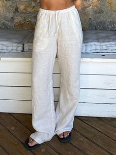 Linen Pants Cream - Cream Everyday Tank Tops, Pants Cream, Casual Linen Pants, Cream Pants, White Linen Pants, Linen Material, Tailored Pants, Sweaters And Jeans, Sweaters Knitwear