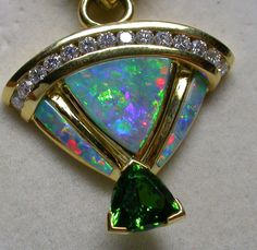 18K DAVID FREELAND JNR INLAY PENDANT [SAFE] Opal Pendants, Opal Auctions, Turquoise Bracelet, Beautiful Jewelry, Garnet, Jade, Platinum, Emerald, Ruby