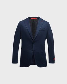 Isaia blazer in solid wool-blend jersey.Notched lapels.Two-button silhouette.Chest welt pocket.Side patch pockets.Unfinished sleeves.Double-vented back.Wool/silk/linen.Lining: Silk Dry clean Made in Italy Model is 6'1'/185cm. Wool Sport Coat With Notch Lapel And Patch Pockets, Formal Long Sleeve Sport Coat With Patch Pockets, Tailored Wool Suit With Patch Pockets, Tailored Wool Suits With Patch Pockets, Navy Blazer With Pockets For Tailoring, Business Wool Blazer With Patch Pockets, Business Wool Sport Coat With Patch Pockets, Wool Blazer With Patch Pockets For Business, Winter Suits With Patch Pockets And Notch Lapel