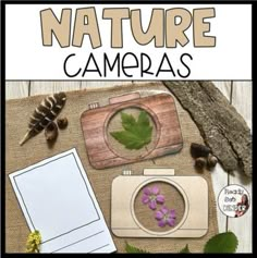 an image of nature cameras on a table with leaves and other things to make it look like