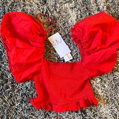 Brand New Red Stretch Summer Tops, Red Stretch Tops For Spring, Stretch Red Tops For Spring, Stretch Red Top For Spring, Trendy Stretch Red Blouse, Zara Summer Stretch Blouse, Red Trendy Blouse For Vacation, Trendy Red Blouse For Vacation, Trendy Red Tops For Spring