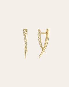 Diamond Claw Earrings 14k Gold Ear Climbers For Formal Occasions, Claw Earrings, Wedding Jewelry Earrings, Jewelry Diamond, Diamond Carat, Wedding Earrings, Diamond Jewelry, Final Sale, Wedding Jewelry