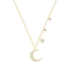 9CT GOLD CUBIC ZIRCONIA SET MOON & STAR NECKLACE Plain Gold Bangles, Moon Star Necklace, Platinum Chain, Gold Rings Simple, Platinum Wedding Band, Gold Chain With Pendant, Gold Cufflinks, Silver Wedding Bands, Recycled Jewelry