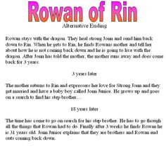 the poem for rowan of rin is shown in red and orange text on white paper