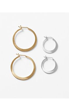 Jane Diaz Hoop Earrings Minimalist Everyday Jewelry With Brushed Finish, Modern Everyday Jewelry With Brushed Finish, Everyday Modern Jewelry With Brushed Finish, Minimalist Gold Jewelry With Brushed Finish, Modern Brushed Finish Jewelry For Everyday Wear, Modern Brushed Finish Everyday Jewelry, Large Gold Hoop Earrings, Handcrafted Bracelets, Womens Jewelry