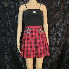 Hot Topic Red Plaid Skirt Size L Waist 31in Length 17in New Without Tags Feel Free To Message Me If You Have Any Questions :) Red Rock Style Mini Skirt, Rock Style Red Mini Skirt, Red Rock Mini Skirt, Red Mini Skirt For Alternative Fashion, Red Punk Style Skirt, Red Punk Skirt For Summer, Red Fitted Mini Skirt For Alternative Fashion, Edgy Red Mini Skirt, Red Grunge Mini Skirt